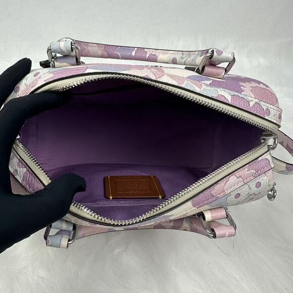 COACH Rowan Satchel Crossbody Bag Floral Print In leather/Ivory Multi CBG82 NWT - Picture 7 of 11